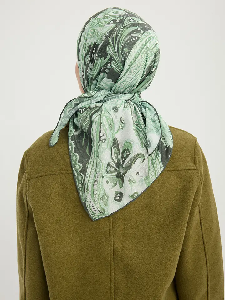Schaless Efilia Nefti Paisley Desenli Janjanlı Eşarp Resmi-2