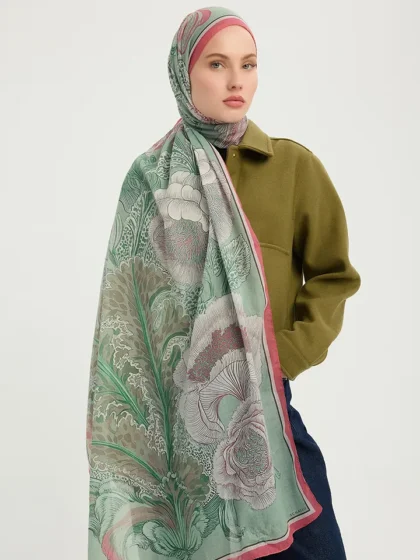 Schaless Efilia Nefti Botanik Desenli Şal Resmi