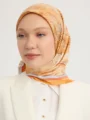 Schaless Serica Oranj Şehir Desenli Twill İpek Eşarp Resmi
