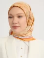 Schaless Serica Oranj Şehir Desenli Twill İpek Eşarp Resmi