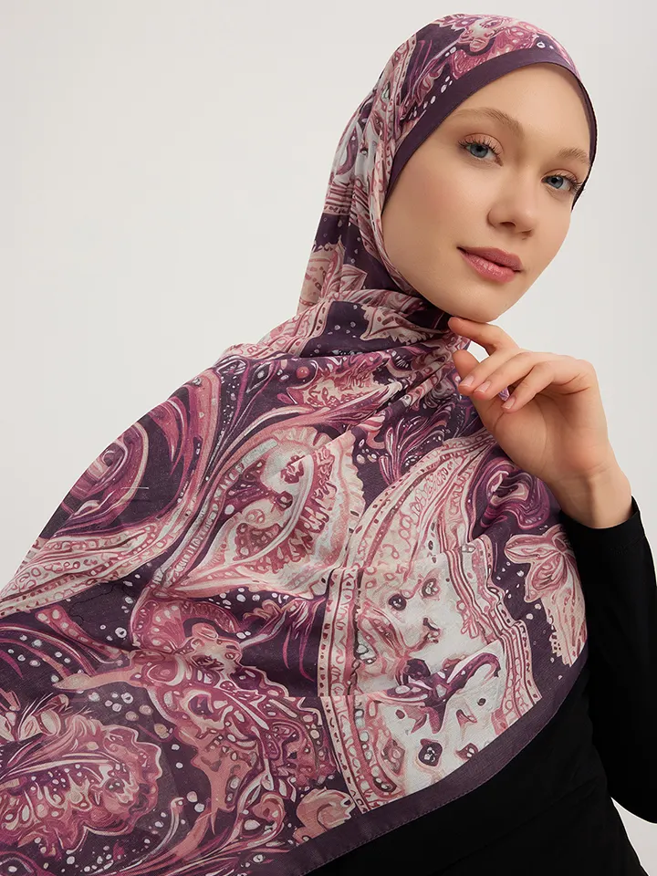 Schaless Efilia Pembe Paisley Desenli Şal Resmi