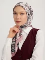 Schaless Serica Pudra Barok Floral Desenli Twill İpek Eşarp Resmi