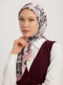 Schaless Serica Pudra Barok Floral Desenli Twill İpek Eşarp Resmi