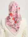 Schaless Serica Pudra Çiçek Desenli Twill İpek Eşarp Resmi-2