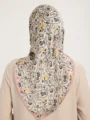 Schaless Aurora Pudra Çiçek Desenli Janjanlı Eşarp Resim-4