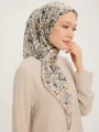 Schaless Aurora Pudra Çiçek Desenli Janjanlı Eşarp Resim-3