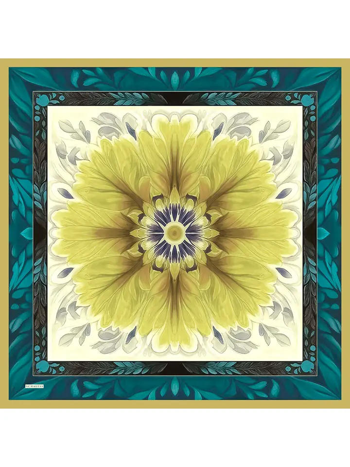 Schaless Aurora Sarı Desenli Janjanlı Eşarp Resmi-4