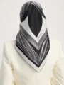 Schaless Serica Toprak Desenli %100 İpek Twill Eşarp Resmi-3