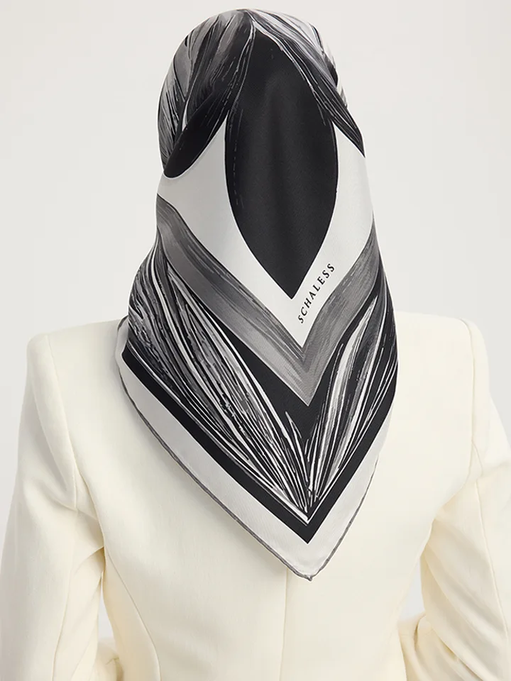 Schaless Serica Toprak Desenli %100 İpek Twill Eşarp Resmi-3