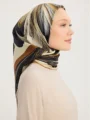 Schaless Serica Toprak Desenli %100 İpek Twill Eşarp Resmi-2
