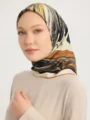 Schaless Serica Toprak Desenli %100 İpek Twill Eşarp Resmi