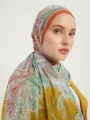 Schaless Efilia Turuncu Botanik Desenli Şal Serisi