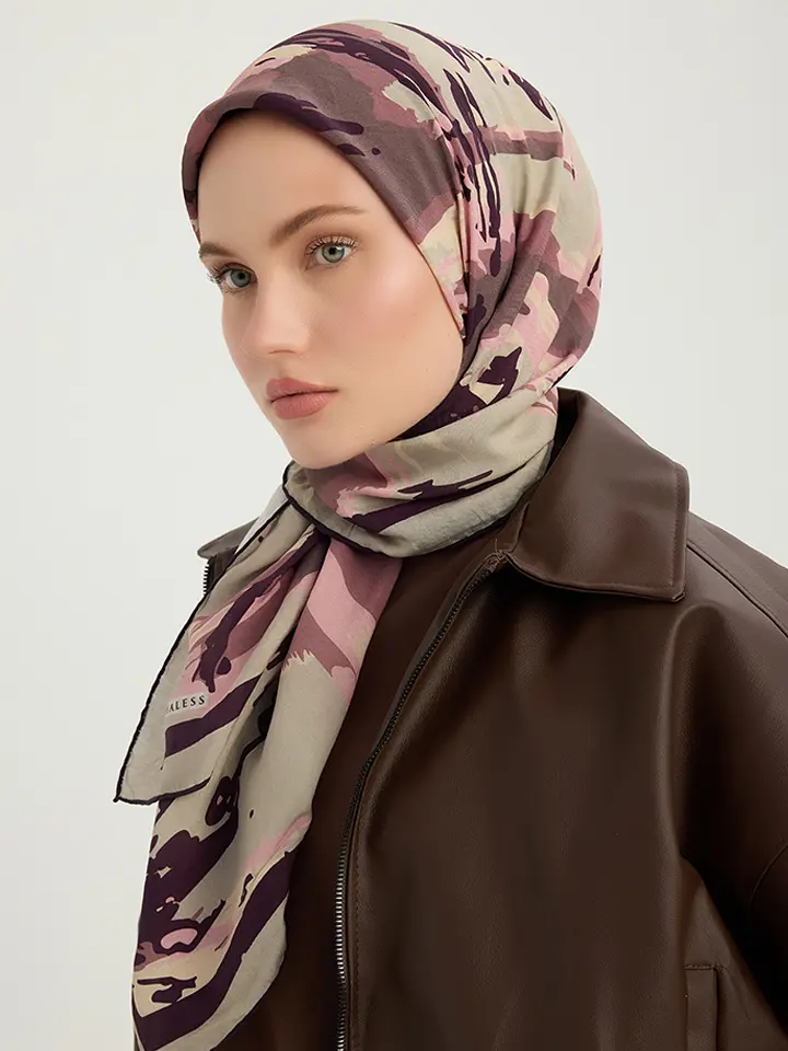 Schaless Vierra Vizon Soyut Çiçek Desenli Viskon Eşarp Resmi