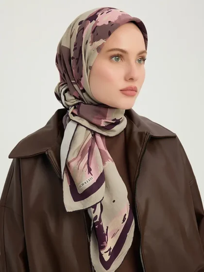 Schaless Vierra Vizon Soyut Çiçek Desenli Viskon Eşarp Resmi-2