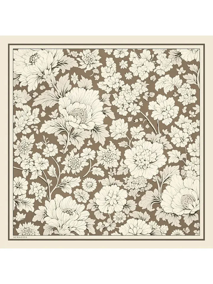 Schaless Serica Vizon Çiçek Desenli Twill İpek Eşarp Resmi-4