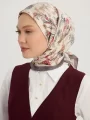 Schaless Serica Vizon Barok Floral Desenli Twill İpek Eşarp Resmi