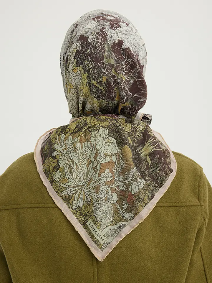 Schaless Efilia Vizon Orman Desenli Pamuklu Eşarp Resmi-2