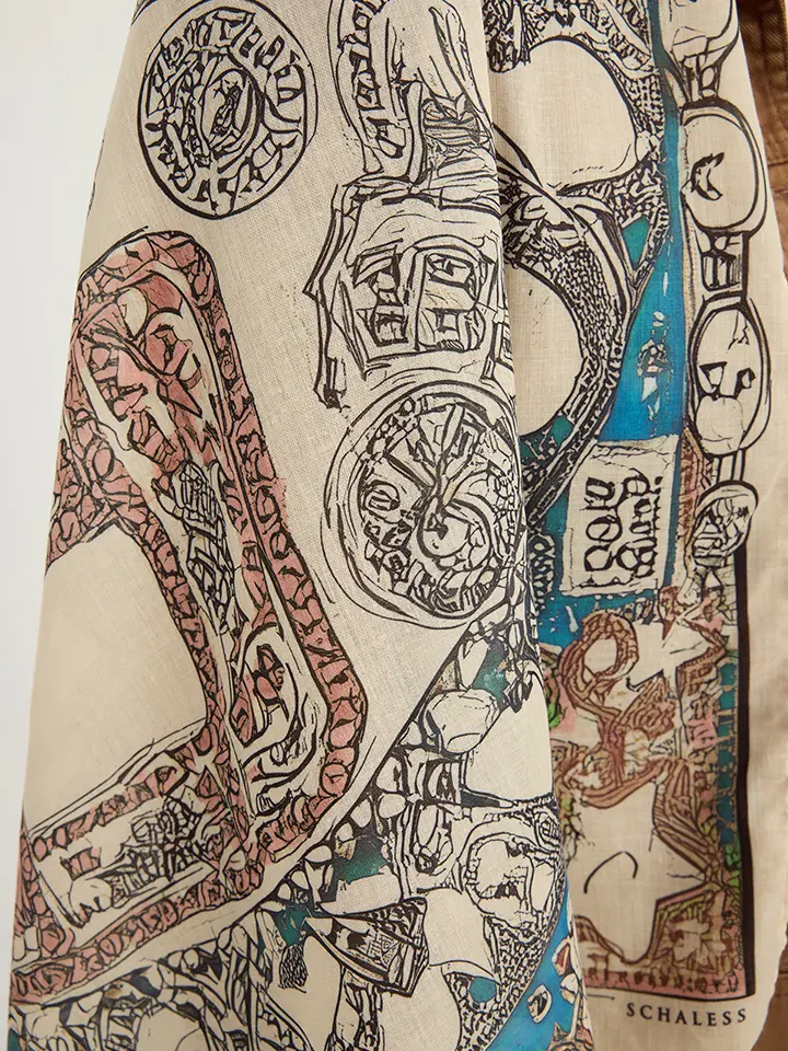 Schaless Efilia Açık Vizon Kalp Desenli Şal Resmi-2