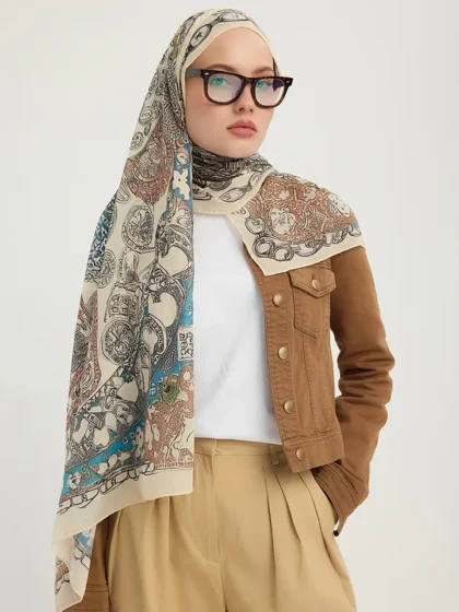 Schaless Efilia Açık Vizon Kalp Desenli Şal Resmi