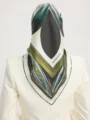 Schaless Serica Yeşil Desenli %100 İpek Twill Eşarp Resmi-3