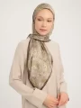Aurora Yeşi Çiçek Desenli Janjanlı Eşarp Resmi-1