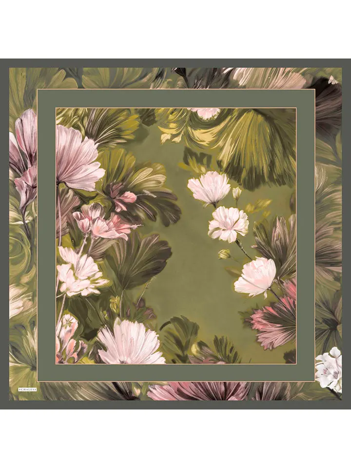 Schaless Aurora Yeşil Kenar Bordürlü Janjanlı Eşarp Resmi-4