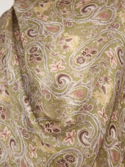 Schaless Aurora Yeşil Çiçek Desenli Janjanlı Şal Resmi-2
