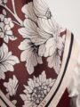 Çiçek Rüyası Bordo İpek Twill Eşarp 90x90 cm