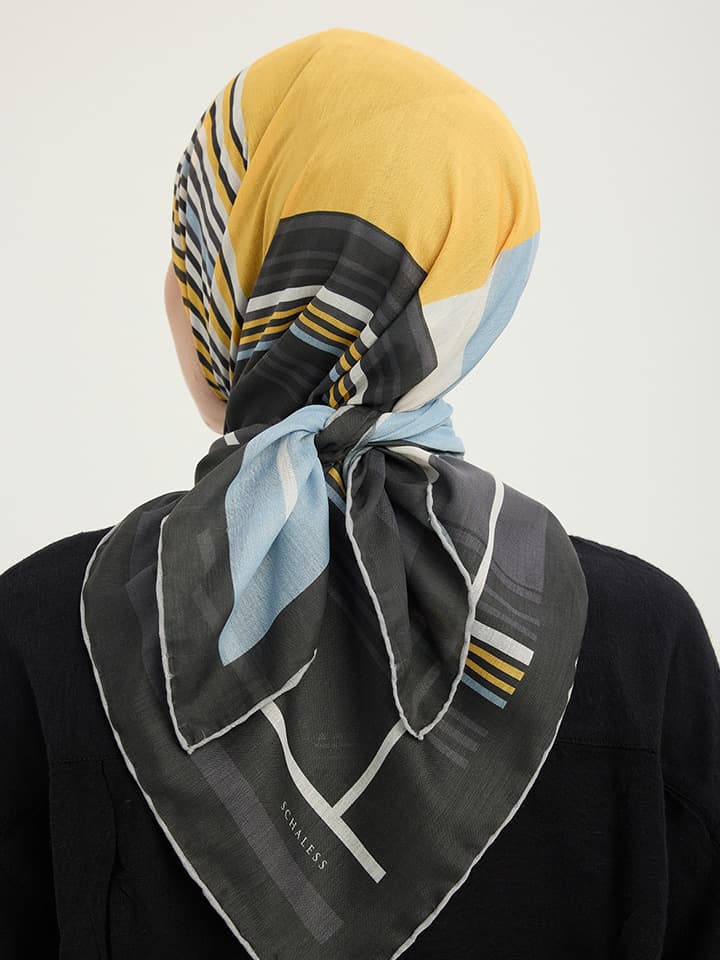 Gece ve Gündüz İndigo Efilia Desenli Eşarp 90x90 cm