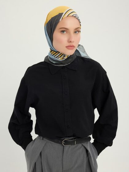 Gece ve Gündüz İndigo Efilia Desenli Eşarp 90x90 cm