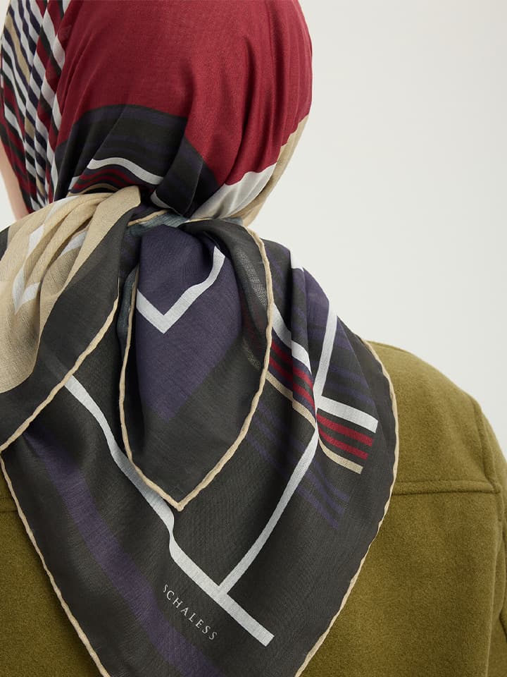 Gece ve Gündüz Bordo Efilia Desenli Eşarp 90x90 cm