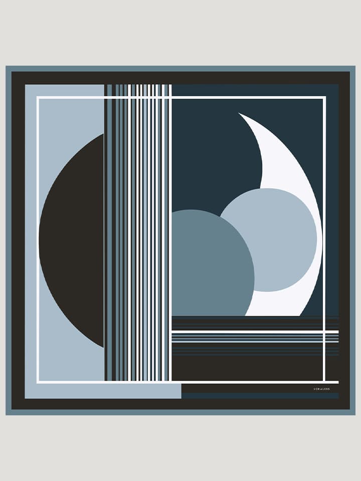 Gece ve Gündüz Mavi Efilia Desenli Eşarp 90x90 cm