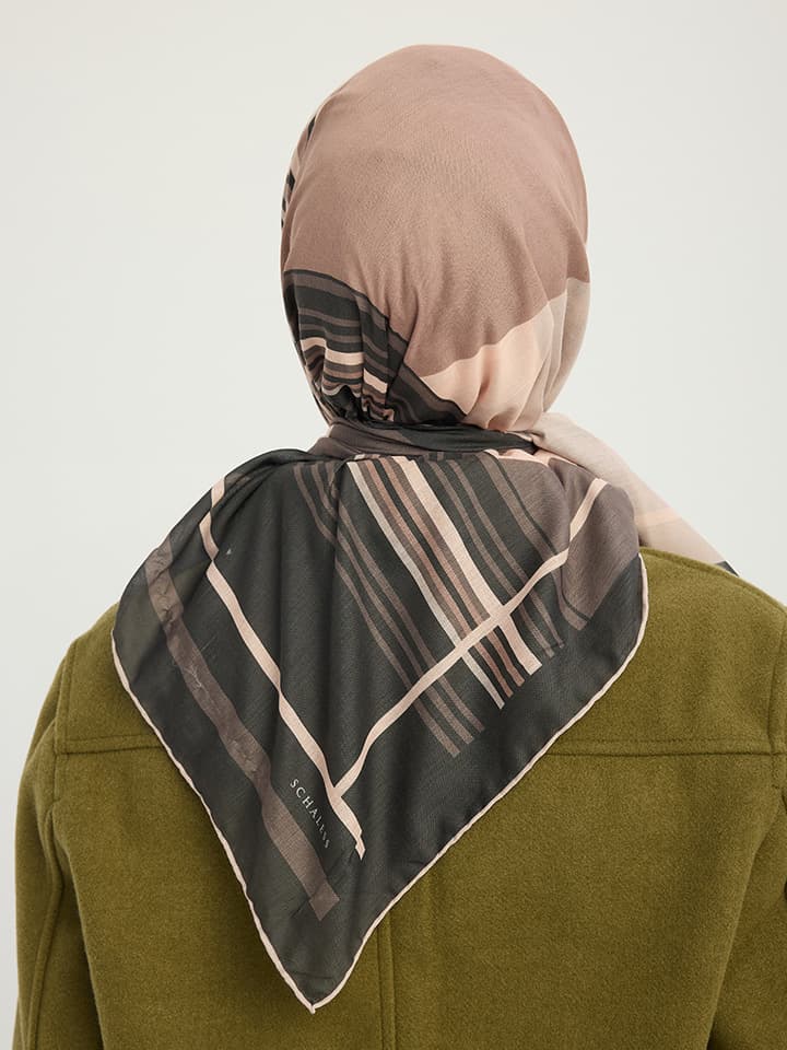 8695102020500-2 Gece ve Gündüz Vizon Efilia Desenli Eşarp 90x90 cm