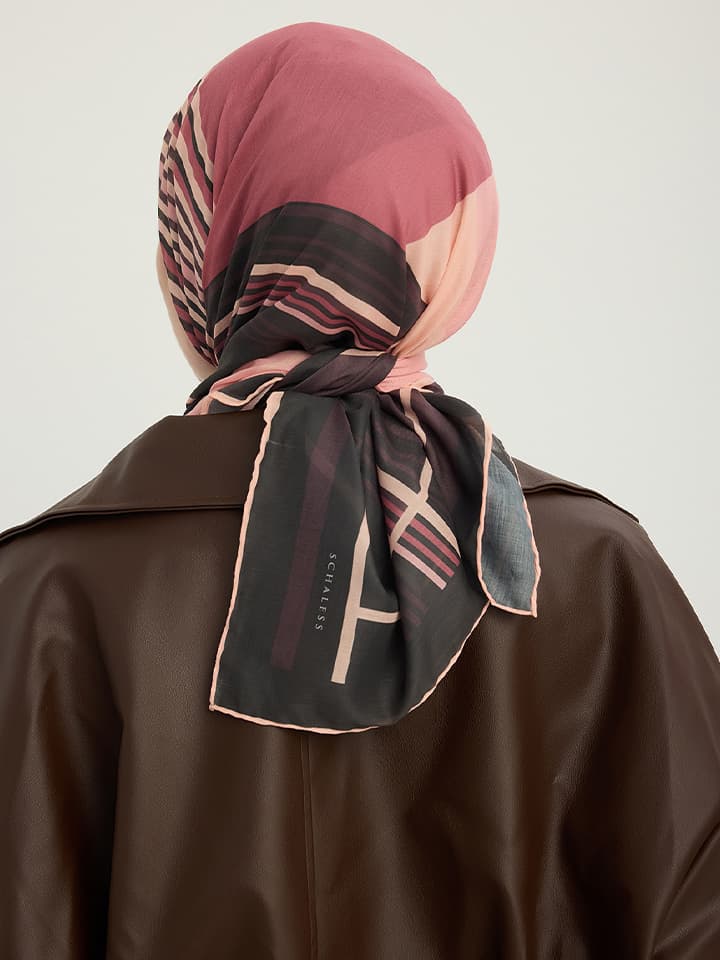 Gece ve Gündüz Gül Kurusu Efilia Desenli Eşarp 90x90 cm