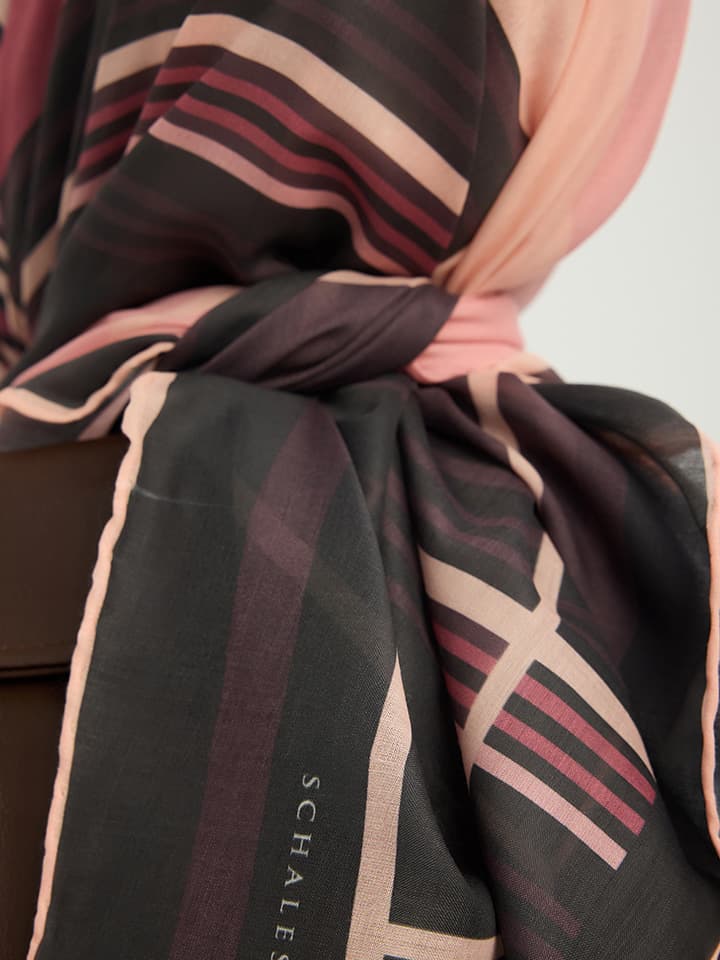 Gece ve Gündüz Gül Kurusu Efilia Desenli Eşarp 90x90 cm