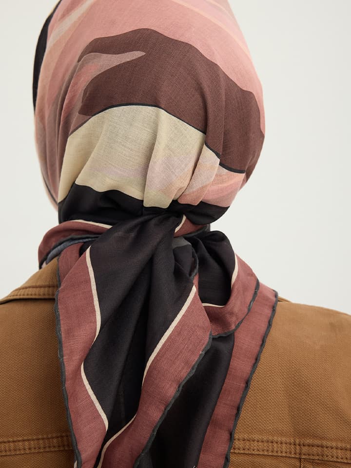 Renklerin Lalesi Kiremit Efilia Desenli Şal 70x190 cm