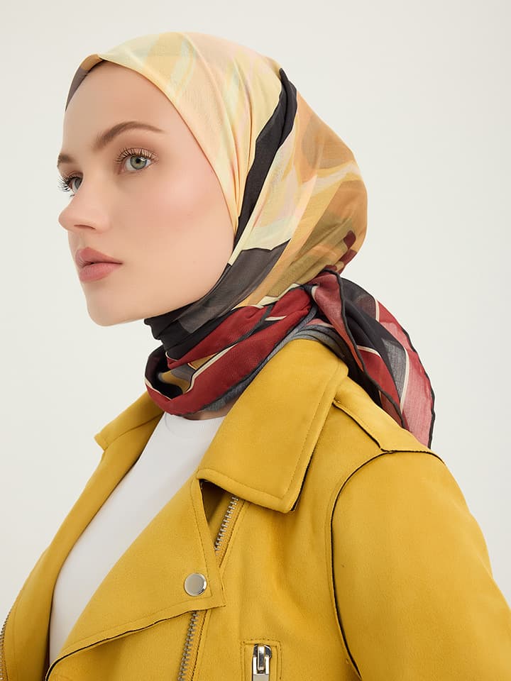 Renklerin Lalesi Kahverengi Efilia Desenli Şal 70x190 cm