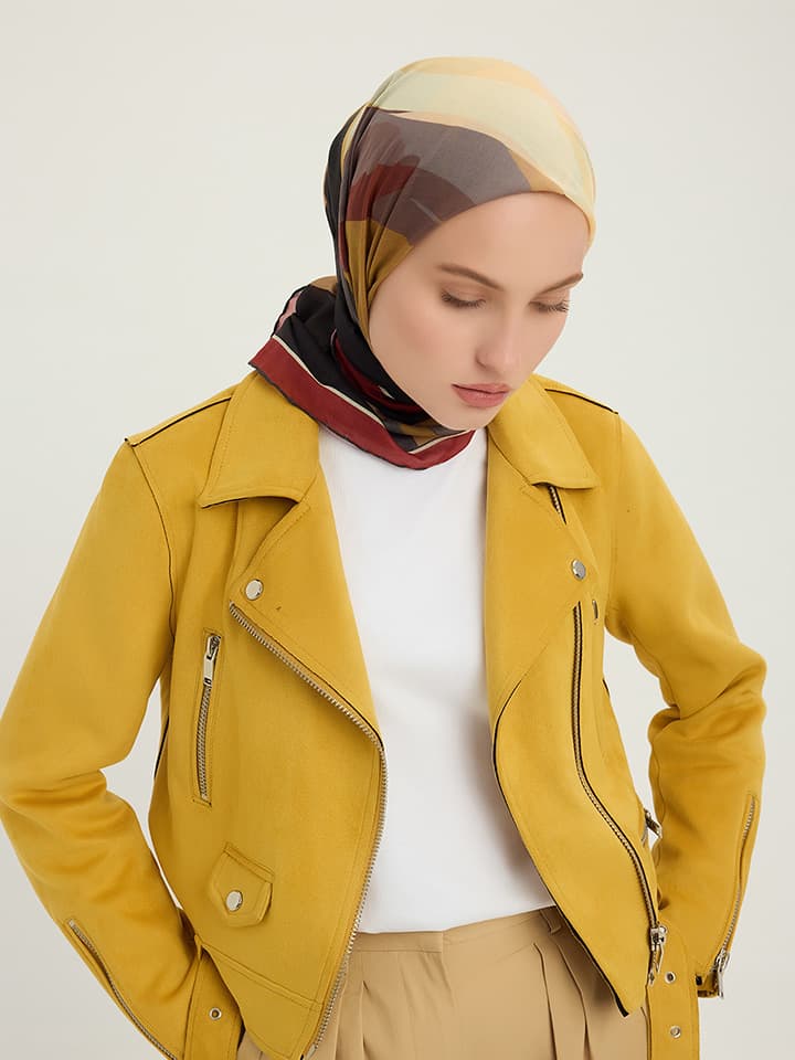 Renklerin Lalesi Kahverengi Efilia Desenli Şal 70x190 cm