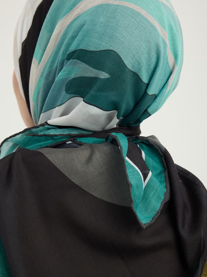 Renklerin Lalesi Yeşil Efilia Desenli Şal 70x190 cm