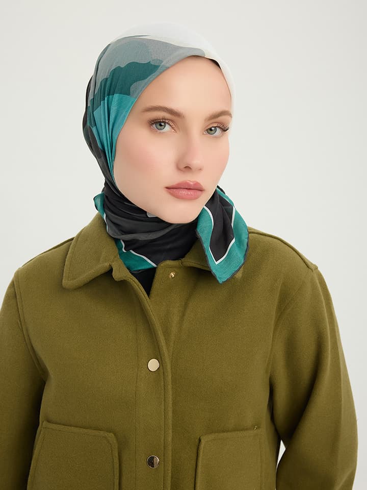 Renklerin Lalesi Yeşil Efilia Desenli Şal 70x190 cm