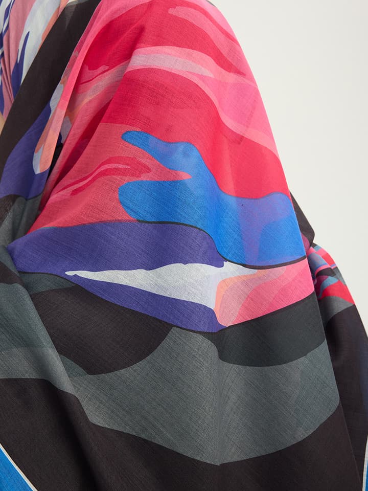 Renklerin Lalesi Fuşha Efilia Desenli Şal 70x190 cm