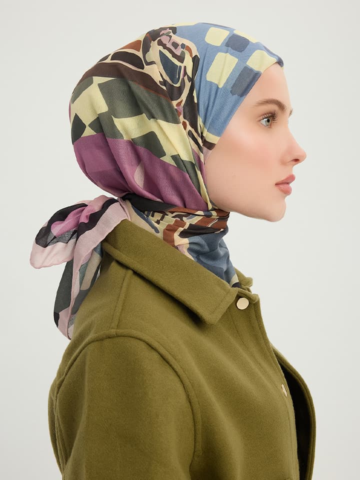 Pastel Yolculuk Somon Efilia Desenli Eşarp 70x190 cm