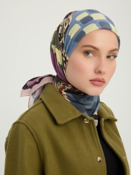 Pastel Yolculuk Somon Efilia Desenli Eşarp 70x190 cm