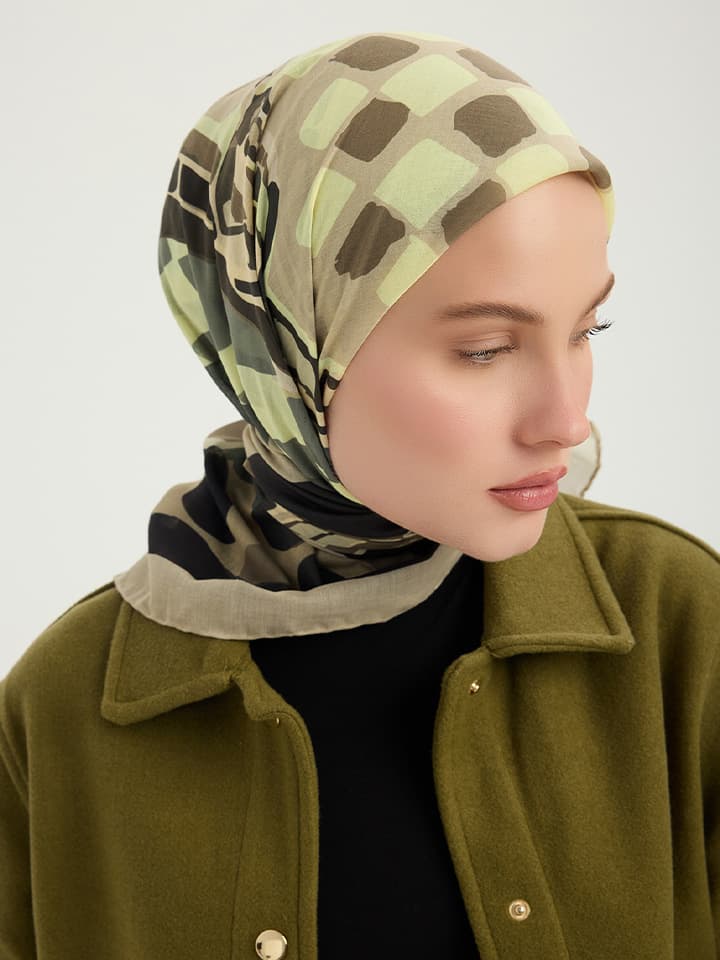 Pastel Yolculuk Vizon Efilia Desenli Eşarp 70x190 cm