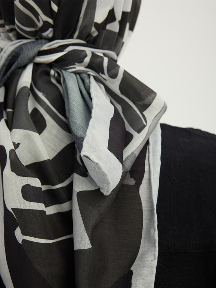 Pastel Yolculuk Gri Efilia Desenli Eşarp 70x190 cm