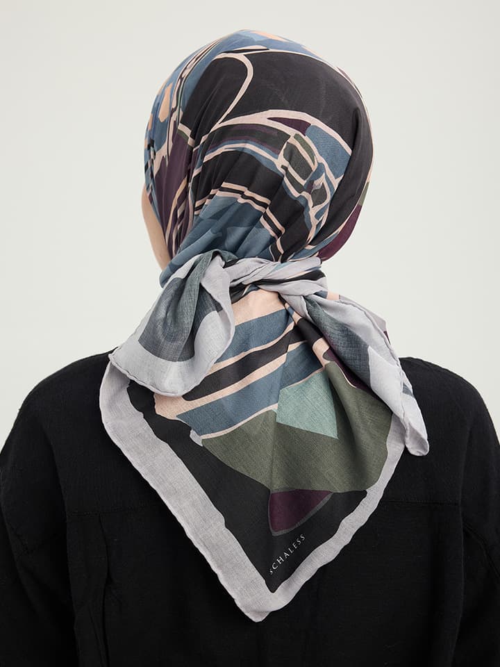 8695102080702-2 Pastel Yolculuk Mürdüm Efilia Desenli Eşarp 70x190 cm