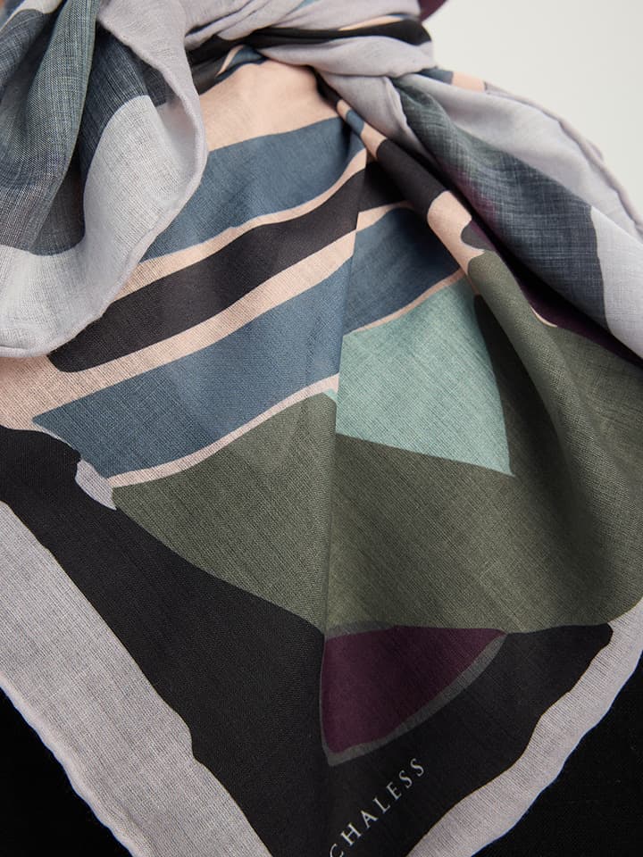 Pastel Yolculuk Mürdüm Efilia Desenli Eşarp 70x190 cm