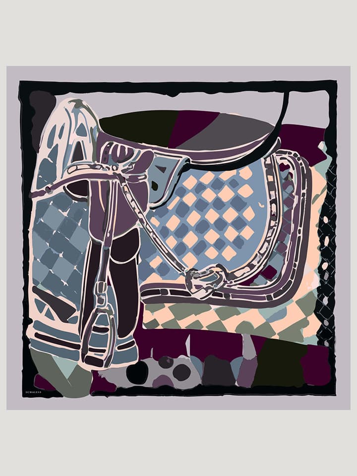 Pastel Yolculuk Mürdüm Efilia Desenli Eşarp 70x190 cm