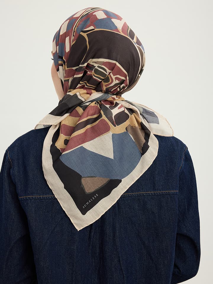 Pastel Yolculuk Bordo Efilia Desenli Eşarp 70x190 cm