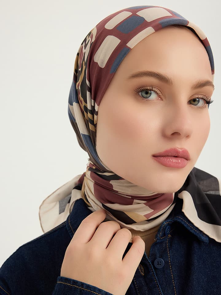 Schaless Pastel Yolculuk Bordo Efilia Desenli Eşarp 70x190 cm